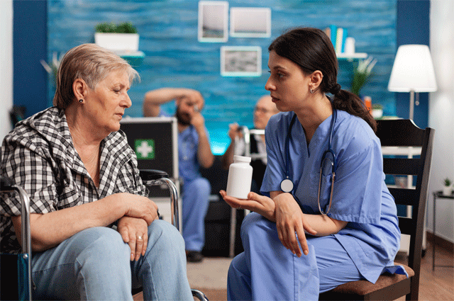 Nurse providing clinical care in a participant's home