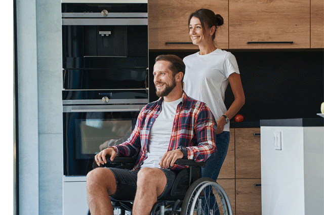 Participant boarding an accessible transport vehicle